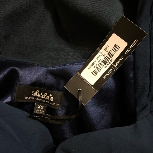 NWT Lulu’s Ocean of Elegance Navy Blue Maxi Dress - Picture 5 of 5